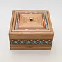 Handmade Wooden Keepsake Box with Teal Diamond Detail
