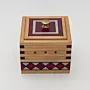 Handmade Wooden Keepsake Box with Plum Diamond Lid Detail