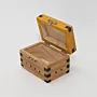 Handmade Wooden Keepsake Box with Metal Lock Stripes Detail