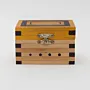 Handmade Wooden Keepsake Box with Metal Lock Stripes Detail