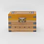 Handmade Wooden Keepsake Box with Open Yellow Lid Detail