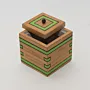 Handmade Wooden Keepsake Box with Green Diamond Stack Detail