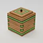 Handmade Wooden Keepsake Box with Green Diamond Stack Detail