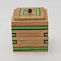 Handmade Wooden Keepsake Box with Green Diamond Stack Detail