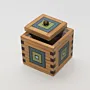 Handmade Wooden Keepsake Box with Teal Diamond Stack Detail