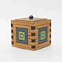 Handmade Wooden Keepsake Box with Teal Diamond Stack Detail