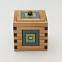 Handmade Wooden Keepsake Box with Teal Diamond Stack Detail