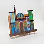 Handmade Wooden Wall Key Holder with Blue Dome Mosque Facade Design