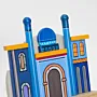Handmade Wooden Wall Key Holder with Tall Blue Mosque Facade Design