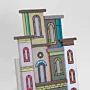 Handmade Wooden Wall Key Holder with Classic White House Facade Design