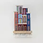 Handmade Wooden Wall Key Holder with Warm Pink House Facade Design