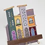 Handmade Wooden Wall Key Holder with Modern Grey City Facade Design