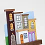 Handmade Wooden Wall Key Holder with Soft Blue House Facade Design