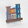 Handmade Wooden Wall Key Holder with Modern Colorful Houses Design