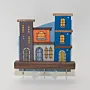 Handmade Wooden Wall Key Holder with Modern Colorful Houses Design