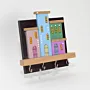 Handmade Wooden Wall Key Holder with Colorful Houses on Black Backdrop Design