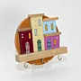 Handmade Wooden Wall Key Holder with Boat Style Rural Houses Design