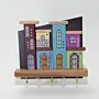 Handmade Wooden Wall Key Holder with Mini Neighborhood Block Design