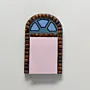 Arched Heritage Window Magnetic Notepad with Pink Notes - 8 x 5 cm