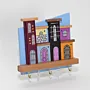 Handmade Wooden Wall Key Holder with Tall Colorful Neighborhood Block Design