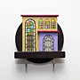 Handmade Wooden Mini Wall Key Holder - Black Circle Window Facade Design