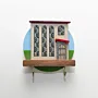 Handmade Wooden Mini Wall Key Holder - Soft Green Window Facade Design