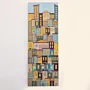 Handmade Wooden Colorful City Wall Art - Tall 80 x 30 cm