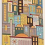 Handmade Wooden Colorful City Wall Art - Tall 80 x 30 cm