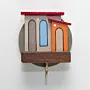 Handmade Wooden Mini Wall Key Holder - Mini Rural Houses Yellow Door Design