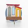 Wooden Mini Wall Key Holder - Mini Rural Houses Yellow Side Door Design