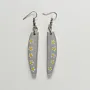 Handmade Lightweight Grey Slim Yellow Dot Earrings