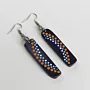 Handmade Lightweight Navy Colorful Dot Border Earrings