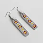 Handmade Lightweight Grey Orange Stripe Dot Earrings