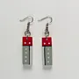 Handmade Lightweight Red Grey Block Dot Earrings