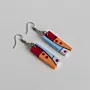 Handmade Lightweight Red Orange Grey Color Block Earrings