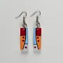 Handmade Lightweight Red Orange Grey Color Block Earrings