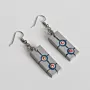 Handmade Lightweight Light Grey Red Circle Earrings