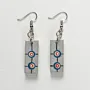 Handmade Lightweight Light Grey Red Circle Earrings