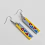Handmade Lightweight Yellow Blue Triangle Motif Earrings