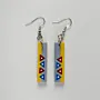 Handmade Lightweight Yellow Blue Triangle Motif Earrings