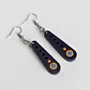 Handmade Lightweight Navy Orange Circle Motif Earrings
