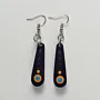 Handmade Lightweight Navy Orange Circle Motif Earrings