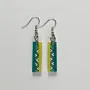 Handmade Lightweight Green Yellow White Zigzag Earrings