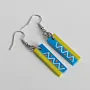 Handmade Lightweight Blue Yellow White Zigzag Earrings