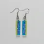 Handmade Lightweight Blue Lime Chevron Pattern Earrings