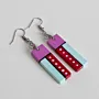 Handmade Lightweight Magenta Red White Dot Stripe Earrings
