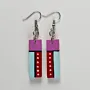 Handmade Lightweight Magenta Red White Dot Stripe Earrings