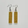 Handmade Lightweight Mustard Greek Key Pattern Earrings