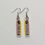 Handmade Lightweight Pastel Pink Green Zigzag Earrings