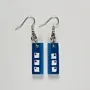 Handmade Lightweight Blue White Square Dot Earrings